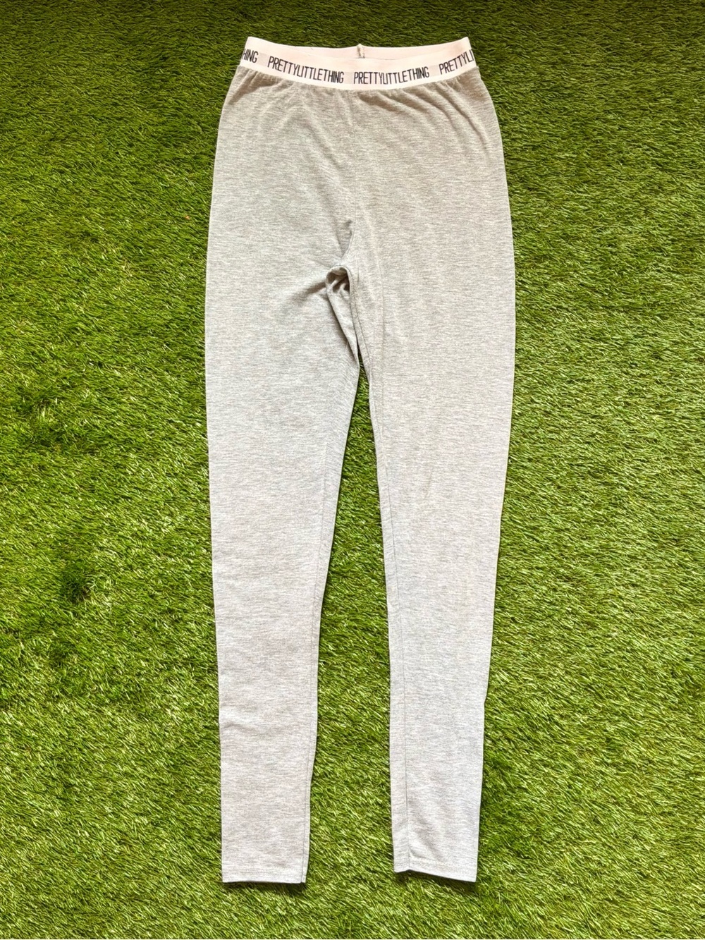 PrettyLittleThing Logo Waistband Leggings Size 6 Heather Grey